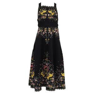 Zimmermann Carnaby Open-Back Embroidered Midi Dress in Multicolor Linen